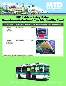 2016 Advertising Rates Downtown-Waterfront Electric Shuttle Fleet Location Contract Length