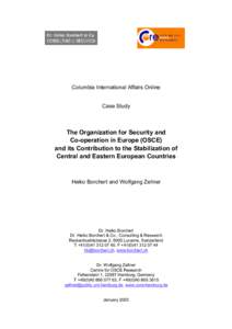 The OSCE and Its Contribution to the Stabilization of Central and Eastern European Countries