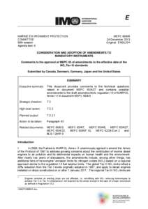 Comments to the approval at MEPC 65 of amendments to the effective date of the NOx Tier III standards - MEPC[removed]December 24, 2013)