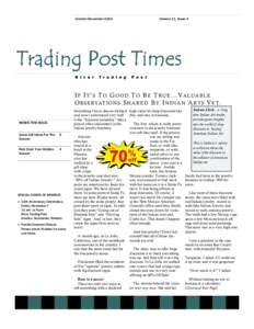 October:DecemberVolume 11, Issue 4 Trading Post Times R i v e r