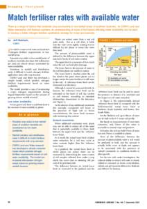 Cropping  Plant growth Match fertiliser rates with available water There is a range of factors that constrain crop productivity in low-rainfall areas of southern Australia. As CSIRO Land and