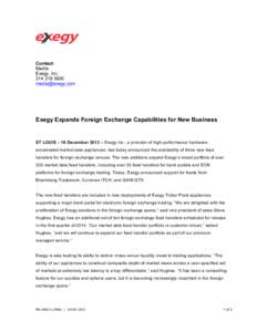 Press Release: Exegy Expands Foreign Exchange Capabilities for New Business