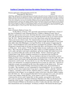 Southern Campaign American Revolution Pension Statements & Rosters Pension application of Benjamin Howard S31138 Transcribed by Will Graves fn35NC[removed]