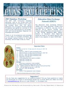 S E P T E M B E R[removed]Database Workshop The 2007 DOE Information Database Workshop, held at the Florida Hotel and Conference Center in Orlando in June, was a