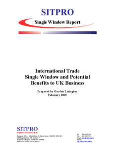 SITPRO Single Window Report International Trade Single Window and Potential Benefits to UK Business