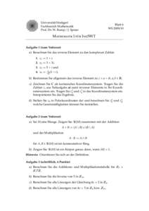 Universit¨at Stuttgart Fachbereich Mathematik Prof. Dr. W. Rump / J. Spreer Blatt 6 WS