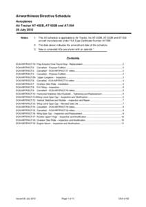 Airworthiness Directive Schedule - Aeroplanes - Air Tractor AT-402B, AT-502B and AT-504