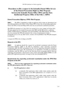 IPO PPH Guidelines for Chinese applicants  Procedures to file a request to the Icelandic Patent Office for use of the Patent Prosecution Highway Pilot Program between the Icelandic Patent Office (IPO) and the State Intel