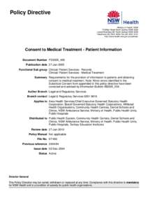 Consent to Medical Treatment - Patient Information