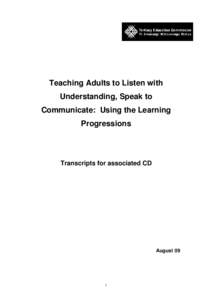 Teaching Adults to Listen and Speak: Using the Learning Progressions