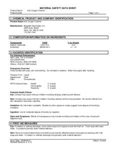 MATERIAL SAFETY DATA SHEET Product Name: Product Code: eOx Oxygen Cleaner Page 1 of 4