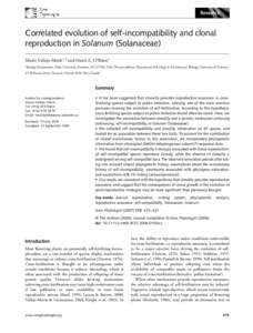 Research  Correlated evolution of self-incompatibility and clonal reproduction in Solanum (Solanaceae) Blackwell Publishing Ltd