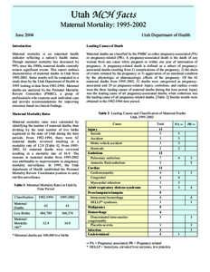 Death / Demography / Medical terms / Maternal death / Mortality rate / Obesity / Amniotic fluid embolism / Pre-eclampsia / Perinatal mortality / Medicine / Health / Obstetrics