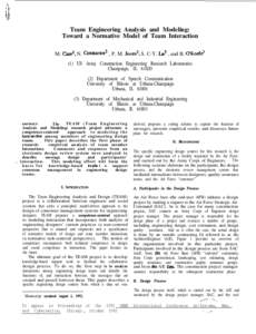 I.. 11, I Team Engineering Analysis and Modeling: Toward a Normative Model of Team Interaction