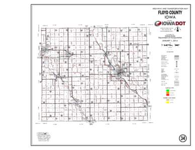 HIGHWAY AND TRANSPORTATION MAP  FLOYD COUNTY IOWA CEDAR RIVER R.R. CO.