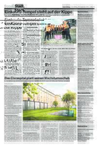 Basel.Stadt.   | Donnerstag, 19. September 2013 | Seite 16 Einkaufs-Tempel steht auf der Kippe Die Verantwortlichen des 300-Millionen-Projekts auf der Erlenmatt sind abgetaucht