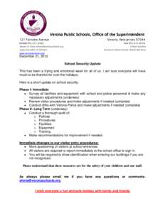 Verona Public Schools, Office of the Superintendent 121 Fairview Avenue Verona, New Jersey[removed]PHONE[removed]