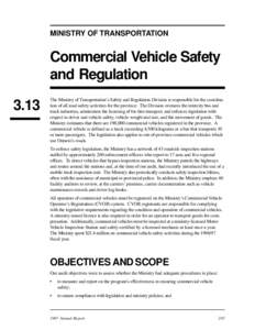 MINISTRY OF TRANSPORTATION  Commercial Vehicle Safety and Regulation 3.13