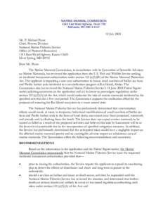 MARINE MAMMAL COMMISSION 4340 East-West Highway, Room 700 Bethesda, MD[removed]July 2008 Mr. P. Michael Payne