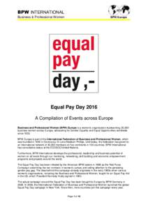 BPW INTERNATIONAL Business & Professional Women BPW Europe  Equal Pay Day 2016