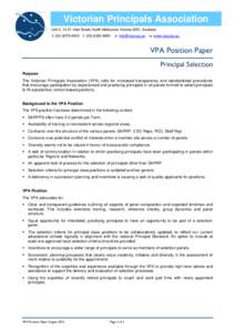 Victorian Principals Association Unit 2, 13-21 Vale Street, North Melbourne Victoria 3051, Australia t: ([removed]f: ([removed]