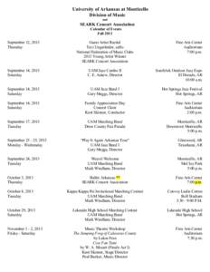University of Arkansas at Monticello Division of Music and SEARK Concert Association Calendar of Events