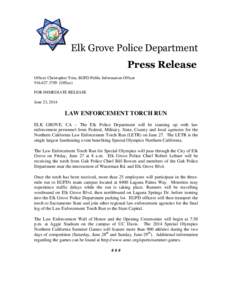 EGPD Press Release - Law Enforcement Torch Run 2014