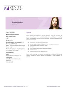 Bronia Hartley Barrister Year of Call: 2006  Profile