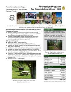 George Washington and Jefferson National Forest Recreation Fee Report for 2013
