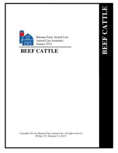 BEEF CATTLE  Copyright 2014 by Humane Farm Animal Care. All rights reserved. PO Box 727, Herndon VABEEF CATTLE