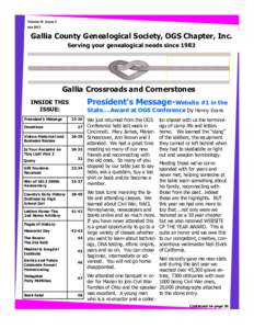 Volume IX, Issue 2 June 2013 Gallia County Genealogical Society, OGS Chapter, Inc. Serving your genealogical needs since 1983