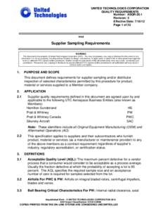 UNITED TECHNOLOGIES CORPORATION QUALITY REQUIREMENTS Number: ASQR-20.1 Revision: 5 Effective Date: [removed]Page 1 of 32