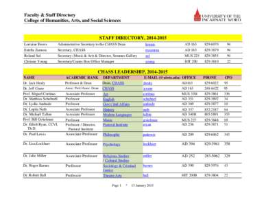 Faculty & Staff Directory College of Humanities, Arts, and Social Sciences STAFF DIRECTORY, Lorraine Ewers