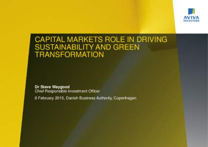 CAPITAL MARKETS ROLE IN DRIVING SUSTAINABILITY AND GREEN TRANSFORMATION Dr Steve Waygood Chief Responsible Investment Officer