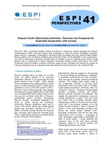 Russia’s Earth Observation Activities: Overview and Prospects for Expanded Cooperation with Europe  ESPI PERSPECTIVES