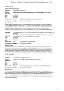 Summary of Discovery Projects Proposals for Funding to Commence inSouth Australia The University of Adelaide DP1097281