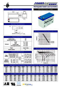 Rechargeable Sealed Lead Acid Battery PS-1270 12V 7.0AH Dimensions (mm[removed]