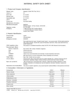 MATERIAL SAFETY DATA SHEET 1. Product and Company Identification Material name Ideapaint White PRO That, Part A