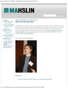 Starting Change Now - MAHSLIN - The Massachusetts Health Science Libraries Network