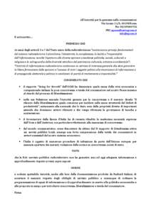 All’Autorità per le garanzie nelle comunicazioni Via Isonzo 21/b, 00198 Roma Fax[removed]PEC [removed] [removed] Il sottoscritto…