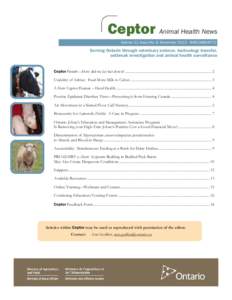 Ceptor Animal Health News Volume 21, Issue No. 4, November 2013— ISSN1488-8572 Serving Ontario through veterinary science, technology transfer, outbreak investigation and animal health surveillance Ceptor Forum—How d