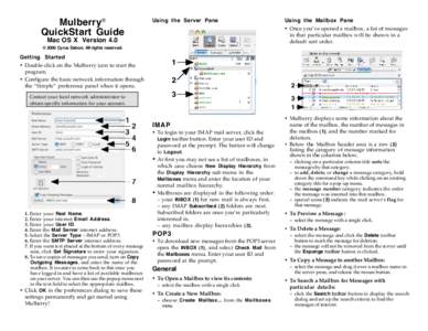 Mulberry® QuickStart Guide Using the Server Pane  Mac OS X Version 4.0