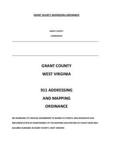 Street or road name / Transport / West Virginia / Enhanced 9-1-1 / County highway / Road transport / Land transport / House numbering / Streets / Address