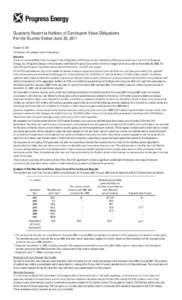 Quarterly Report to Holders of Contingent Value Obligations For the Quarter Ended June 30, 2011 August 15, 2011 To Holders of Contingent Value Obligations: Overview There are currently 98.6 million Contingent Value Oblig