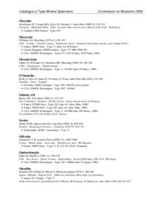 Catalogue of Type Mineral Specimens  Commission on Museums (IMA) Obertiite Hawthorne FC, Cooper MA, Grice JD, Ottolini L: Amer.Min[removed], [removed]