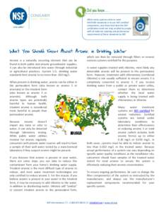 Water pollution / Water treatment / Metalloids / Drinking water / Chloramine / Arsenate / Water quality / Arsenic contamination of groundwater / Arsenic poisoning / Chemistry / Matter / Arsenic