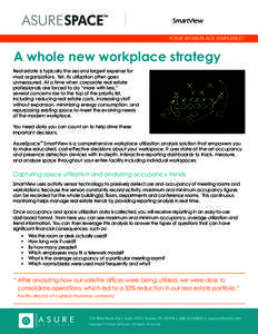 SmartView YOUR WORKPLACE SIMPLIFIED™ A whole new workplace strategy Real estate is typically the second largest expense for most organizations. Yet, its utilization often goes