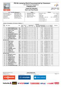 FIS Ski Jumping World Cup presented by Viessmann 11th World Cup Competition Engelberg (SUI) SUN 22 DEC 2013 Start Time: 15:08