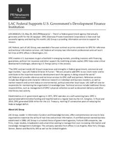 LAC Group OPIC Press Release - PRNewswire-28may2015