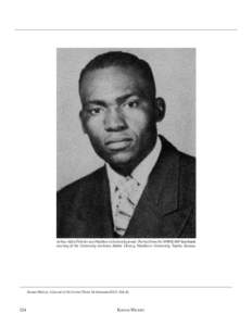 Arthur Allen Fletcher as a Washburn University senior. Portrait from the 1950 KAW Yearbook courtesy of the University Archives, Mabee Library, Washburn University, Topeka, Kansas. Kansas History: A Journal of the Central
